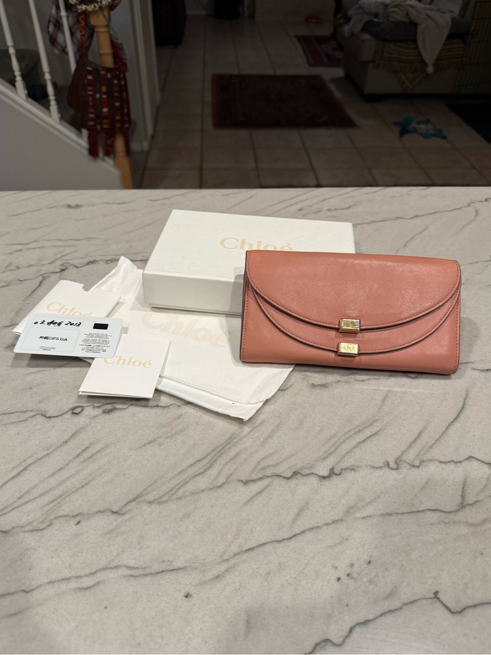 Chloé Georgia Pink Long Wallet Double Flap Gold Hardware Full Set Authentic 2013 - Picture 2 of 16